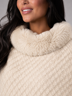 Women's Knitted Poncho Cape | Faux Fur Collar Winter Wrap