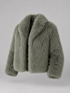 Women's Shaggy Faux Fur Jacket | Cropped Wide Collar Coat