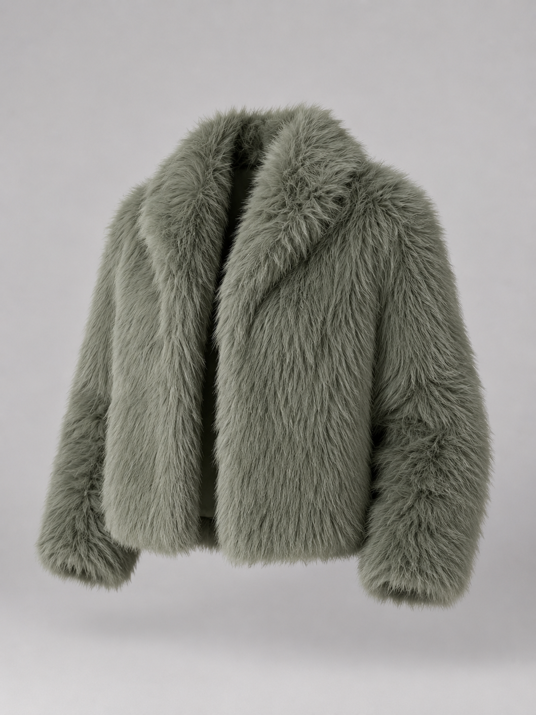 Women's Shaggy Faux Fur Jacket | Cropped Wide Collar Coat