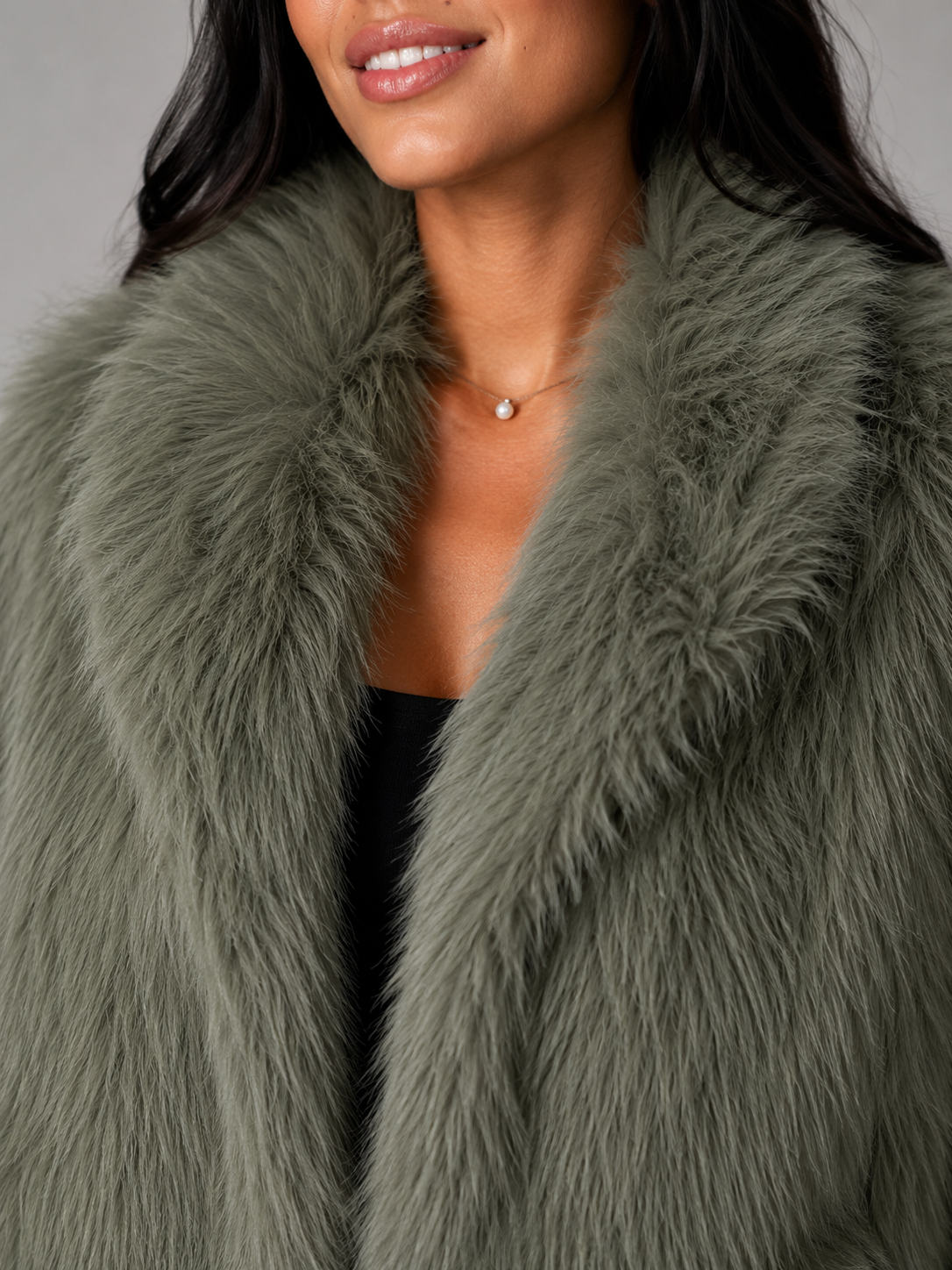 Women's Shaggy Faux Fur Jacket | Cropped Wide Collar Coat