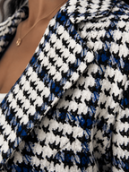 Women's Houndstooth Tweed Blazer | Longline Check Jacket