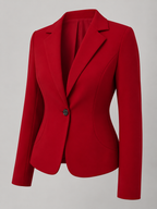 Women's Single Button Tailored Blazer | Notch Lapel Suit Jacket