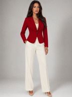 Women's Single Button Tailored Blazer | Notch Lapel Suit Jacket