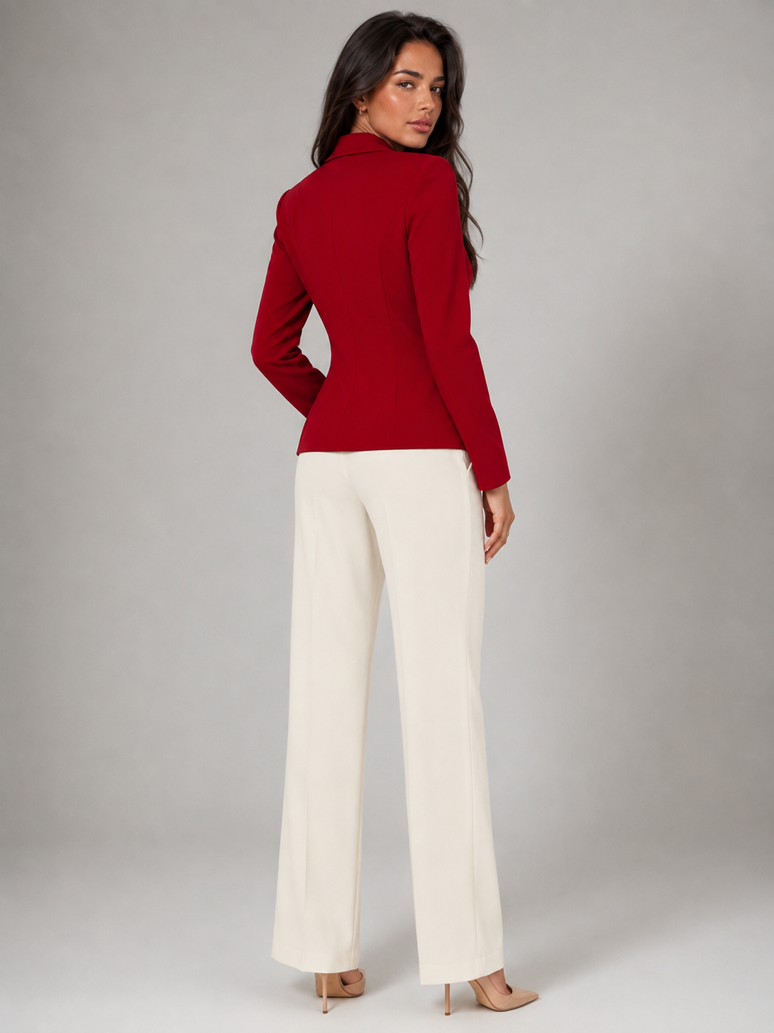 Women's Single Button Tailored Blazer | Notch Lapel Suit Jacket
