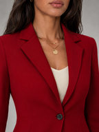 Women's Single Button Tailored Blazer | Notch Lapel Suit Jacket