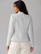 Women's Cable Knit Textured Blazer | Fitted Stand Collar Jacket
