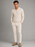 Men's Cable Knit Long-Sleeve Polo Sweater