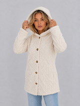 Women's Hooded Teddy Fleece Cardigan