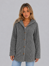 Women's Hooded Teddy Fleece Cardigan