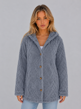 Women's Hooded Teddy Fleece Cardigan