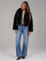 Women's Cropped Faux Fur Jacket