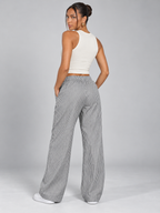Women's Striped Wide-Leg Lounge Trousers | Drawstring Waist