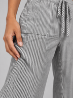 Women's Striped Wide-Leg Lounge Trousers | Drawstring Waist
