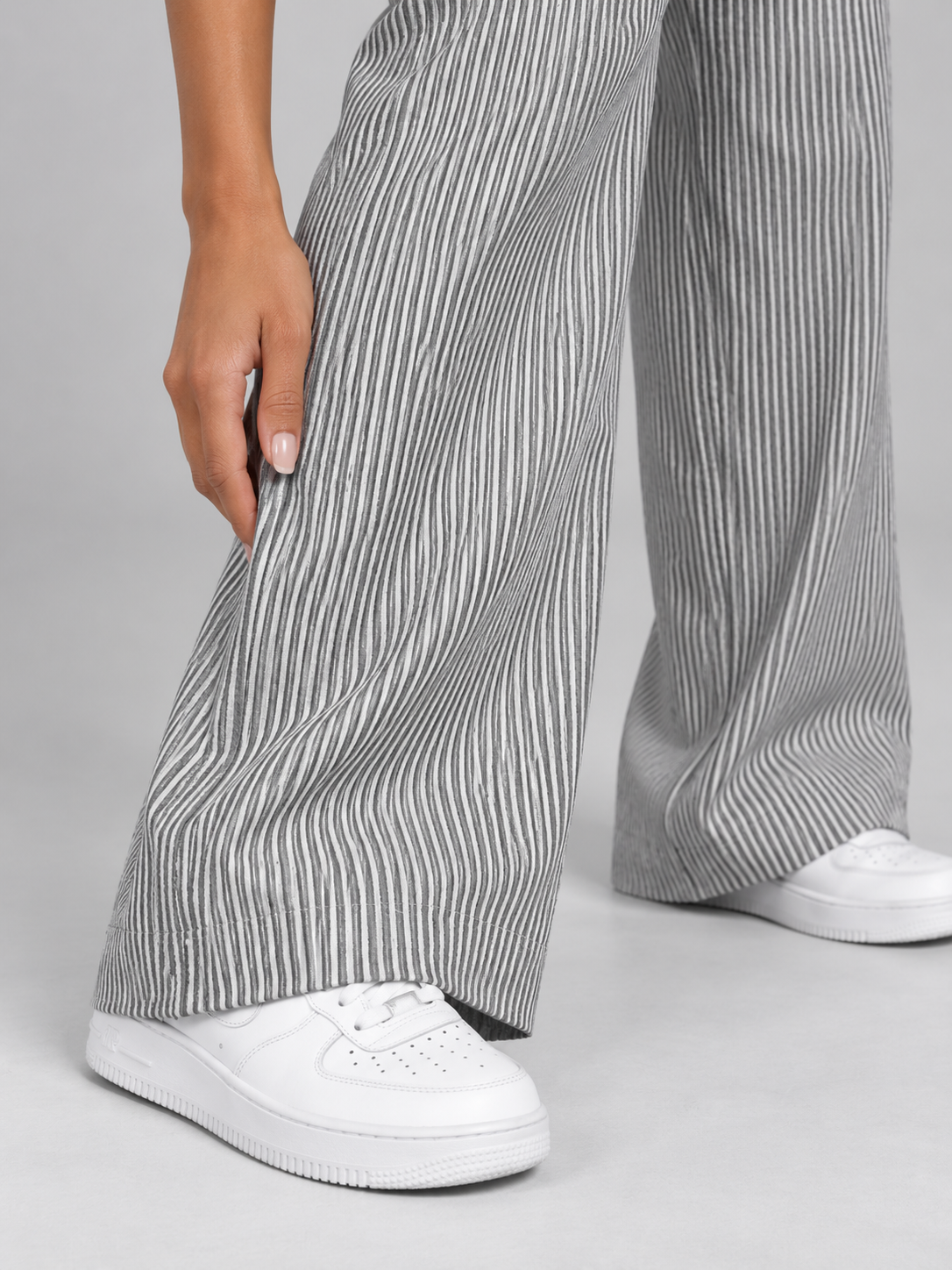 Women's Striped Wide-Leg Lounge Trousers | Drawstring Waist