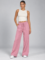 Women's Striped Wide-Leg Lounge Trousers | Drawstring Waist