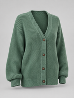 Women's V-Neck Knit Cardigan | Button Front Long Sleeve