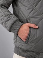 Men's Quilted Bomber Jacket | Zip-Up Collared Casual Jacket