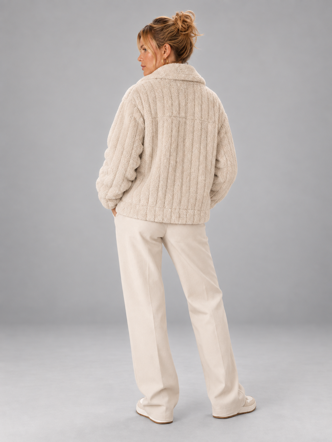 Women's Oversized Teddy Jacket | Borg Collared Winter Coat
