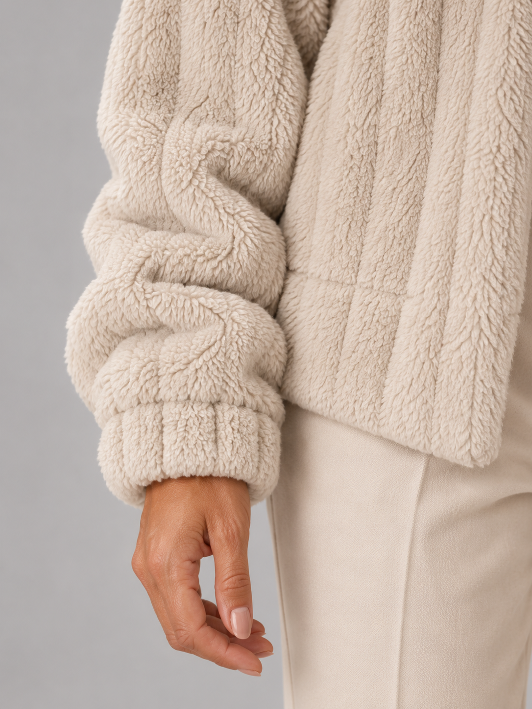 Women's Oversized Teddy Jacket | Borg Collared Winter Coat