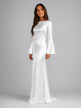 Women's Satin-Feel Long Sleeve Maxi Dress