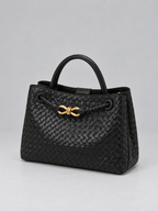Women's Woven Tote Bag | Gold Detail Vegan Leather Handbag