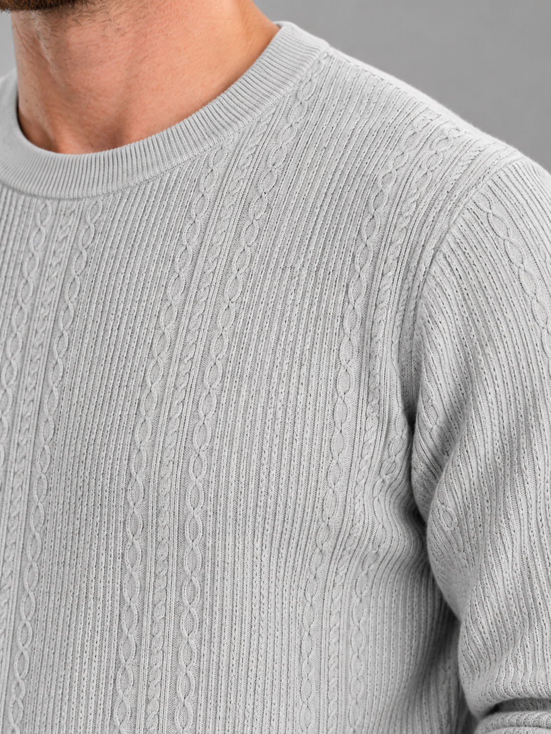 Men's Cable Knit Jumper | Crew Neck Textured Pullover