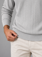 Men's Cable Knit Jumper | Crew Neck Textured Pullover