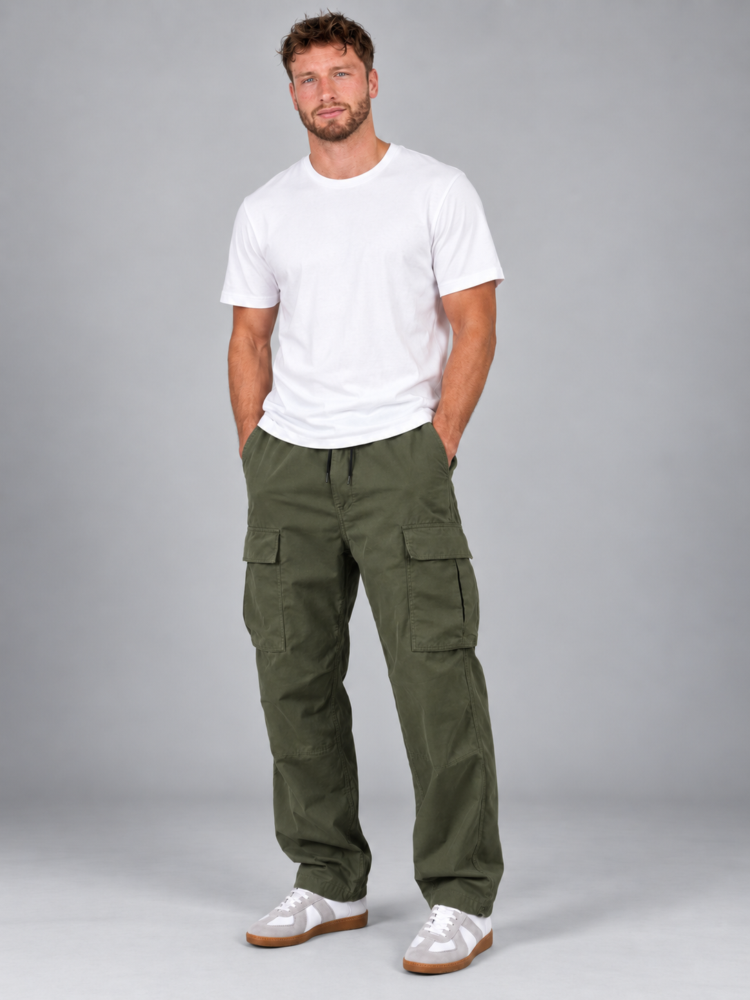 Men's Cargo Trousers | Relaxed Utility Fit Drawstring Waist