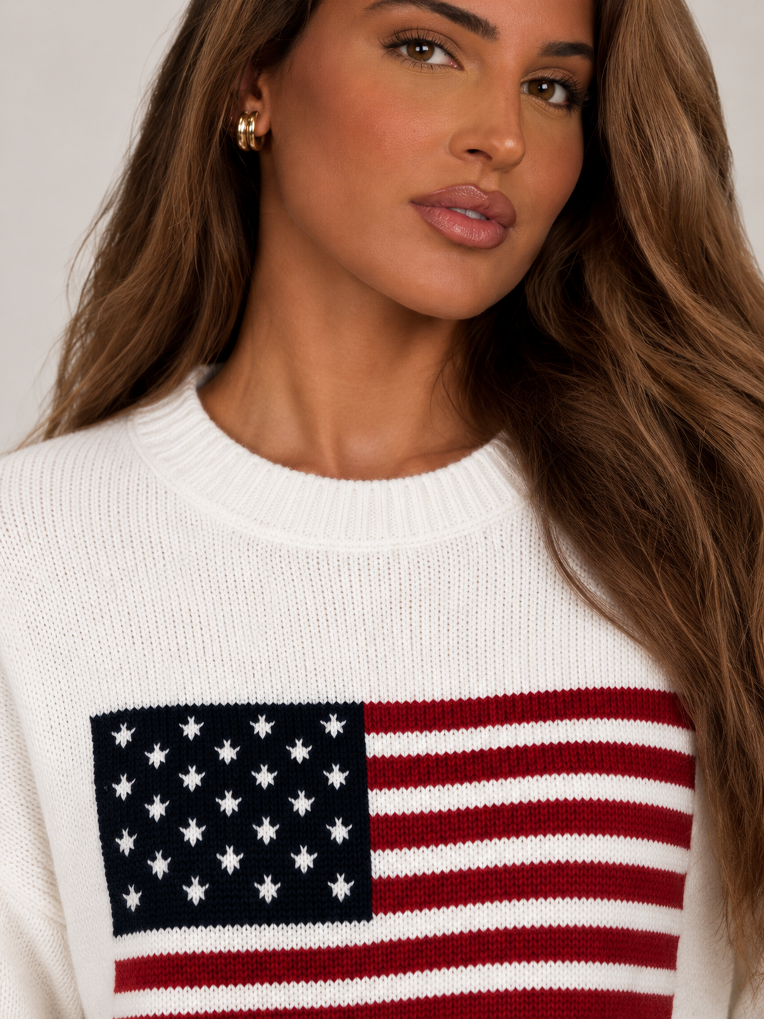 Women's Flag Knit Jumper | Crew Neck Cotton Pullover