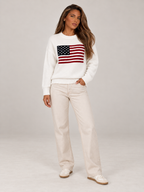 Women's Flag Knit Jumper | Crew Neck Cotton Pullover
