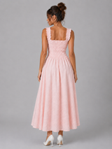 Women's Floral Shirred Waist Midi Dress
