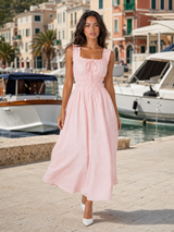 Women's Floral Shirred Waist Midi Dress