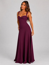 Women's Chiffon Sweetheart Lace-Up Maxi Dress