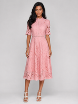 Women's Lace Scoop Neck Midi Dress
