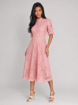 Women's Lace Scoop Neck Midi Dress