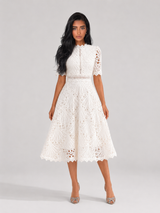 Women's Lace Scoop Neck Midi Dress