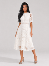 Women's Lace Scoop Neck Midi Dress