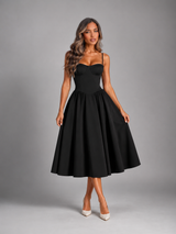 Women's Floral Corset Sweetheart Midi Dress