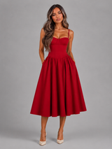Women's Floral Corset Sweetheart Midi Dress