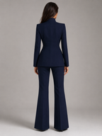 Women's Stand Collar Blazer & Trouser Suit Set
