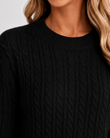 Women's Classic Cable Knit Crew Neck Sweater