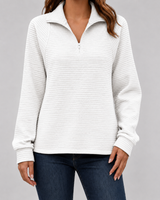 Women's Ribbed Quarter-Zip Pullover Sweater