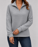 Women's Ribbed Quarter-Zip Pullover Sweater