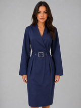 Women's Belted V-Neck Midi Dress