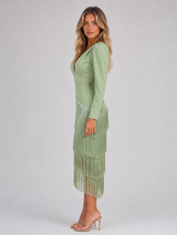 Women's Fringe Midi Occasion Dress