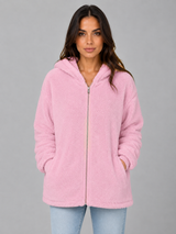 Women's Hooded Longline Teddy Cardigan