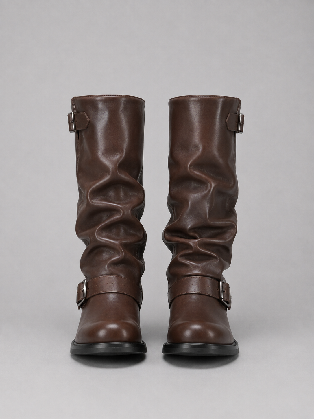 Women's Buckle Knee-High Biker Boots