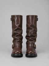 Women's Buckle Knee-High Biker Boots