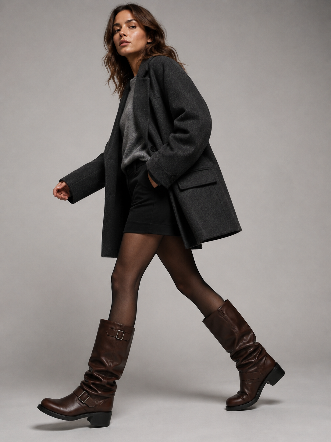 Women's Buckle Knee-High Biker Boots