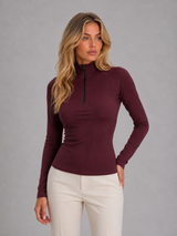 Women's Ribbed Half Zip Top
